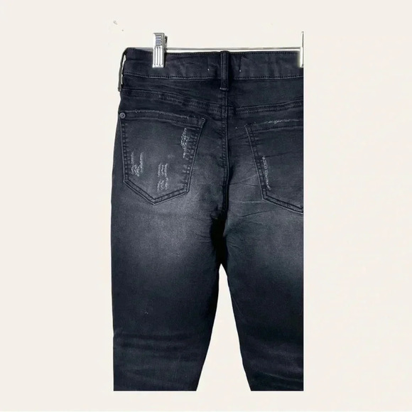 0805. SPECIAL A BLACK DENIM JEANS FACTORY DISTRESSED SIZE 3 - Picture 9 of 10